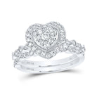 14kt White Gold Heart - Shaped Diamond Bridal Wedding Ring Band Set - Splendid Jewellery
