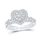 14kt White Gold Heart - Shaped Diamond Bridal Wedding Ring Band Set - Splendid Jewellery