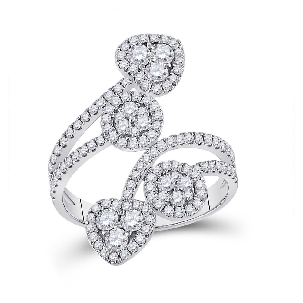 14kt White Gold Heart - Shaped Diamond Bypass Cluster Ring - Splendid Jewellery