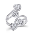 14kt White Gold Heart - Shaped Diamond Bypass Cluster Ring - Splendid Jewellery