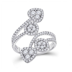 14kt White Gold Heart - Shaped Diamond Bypass Cluster Ring - Splendid Jewellery