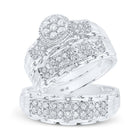14kt White Gold His Hers Round Diamond Cluster Matching Wedding Set 1 Cttw | Eternal Love Wedding Collection - Splendid Jewellery