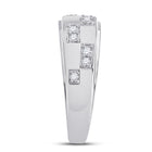 14kt White Gold His Hers Round Diamond Cluster Wedding Set 1 Cttw - Top View