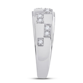 14kt White Gold His Hers Round Diamond Cluster Wedding Set 1 Cttw - Top View