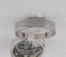 Load image into Gallery viewer, 14kt White Gold His Hers Round Diamond Cluster Wedding Set - Eternal Love - Front View