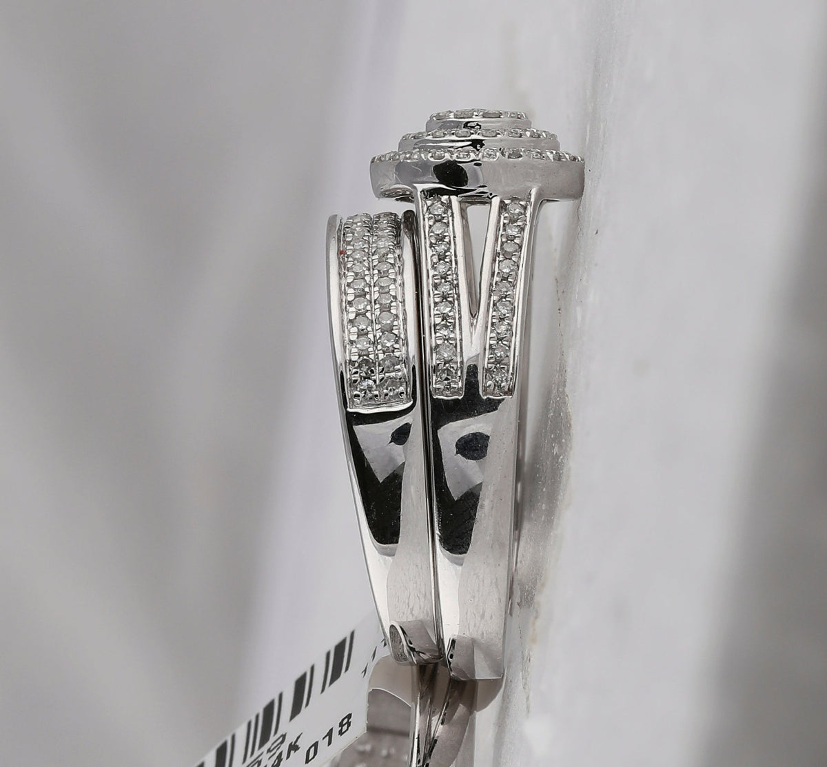 14kt White Gold His Hers Round Diamond Cluster Wedding Set - Eternal Love - Splendid Jewellery