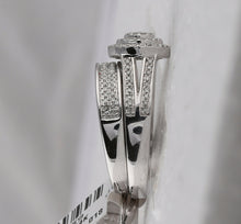 Load image into Gallery viewer, 14kt White Gold His Hers Round Diamond Cluster Wedding Set - Eternal Love - Side View