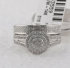 14kt White Gold His Hers Round Diamond Cluster Wedding Set - Eternal Love - Splendid Jewellery
