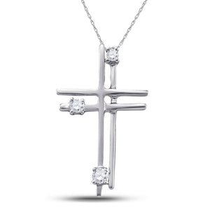 14kt White Gold Layered Diamond Cross Pendant - A Timeless Symbol of Elegance and Faith - Splendid Jewellery