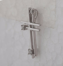 Load image into Gallery viewer, 14kt White Gold Layered Diamond Cross Pendant - A Timeless Symbol of Elegance and Faith - Top View