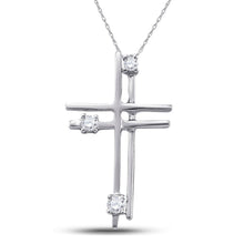 Load image into Gallery viewer, 14kt White Gold Layered Diamond Cross Pendant - A Timeless Symbol of Elegance and Faith - Splendid Jewellery
