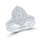 14kt White Gold Majestic Marquise Diamond Bridal Wedding Ring Band Set 1 - 3/8 Cttw - Splendid Jewellery