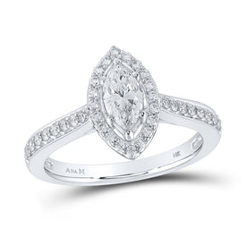 14kt White Gold Marquise Diamond Halo Bridal Wedding Engagement Ring - Eternal Love Sparkle - Splendid Jewellery
