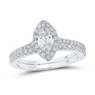 14kt White Gold Marquise Diamond Halo Bridal Wedding Ring Band Set - The Enchanting Elegance - Splendid Jewellery