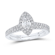 Load image into Gallery viewer, 14kt White Gold Marquise Diamond Halo Bridal Wedding Ring Band Set - The Enchanting Elegance - Splendid Jewellery