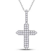 Load image into Gallery viewer, 14kt White Gold Men&#39;s Diamond Cross Pendant - Elegant and Timeless - Top View
