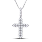 14kt White Gold Men's Diamond Cross Pendant - Elegant and Timeless - Top View