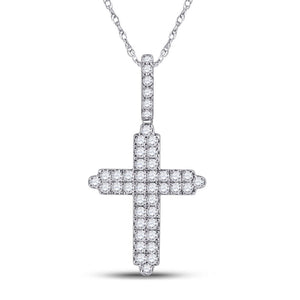 14kt White Gold Men's Diamond Cross Pendant - Elegant and Timeless - Splendid Jewellery