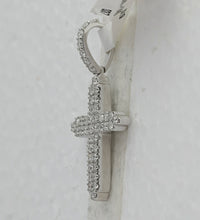 Load image into Gallery viewer, 14kt White Gold Men&#39;s Diamond Cross Pendant - Elegant and Timeless - Side View