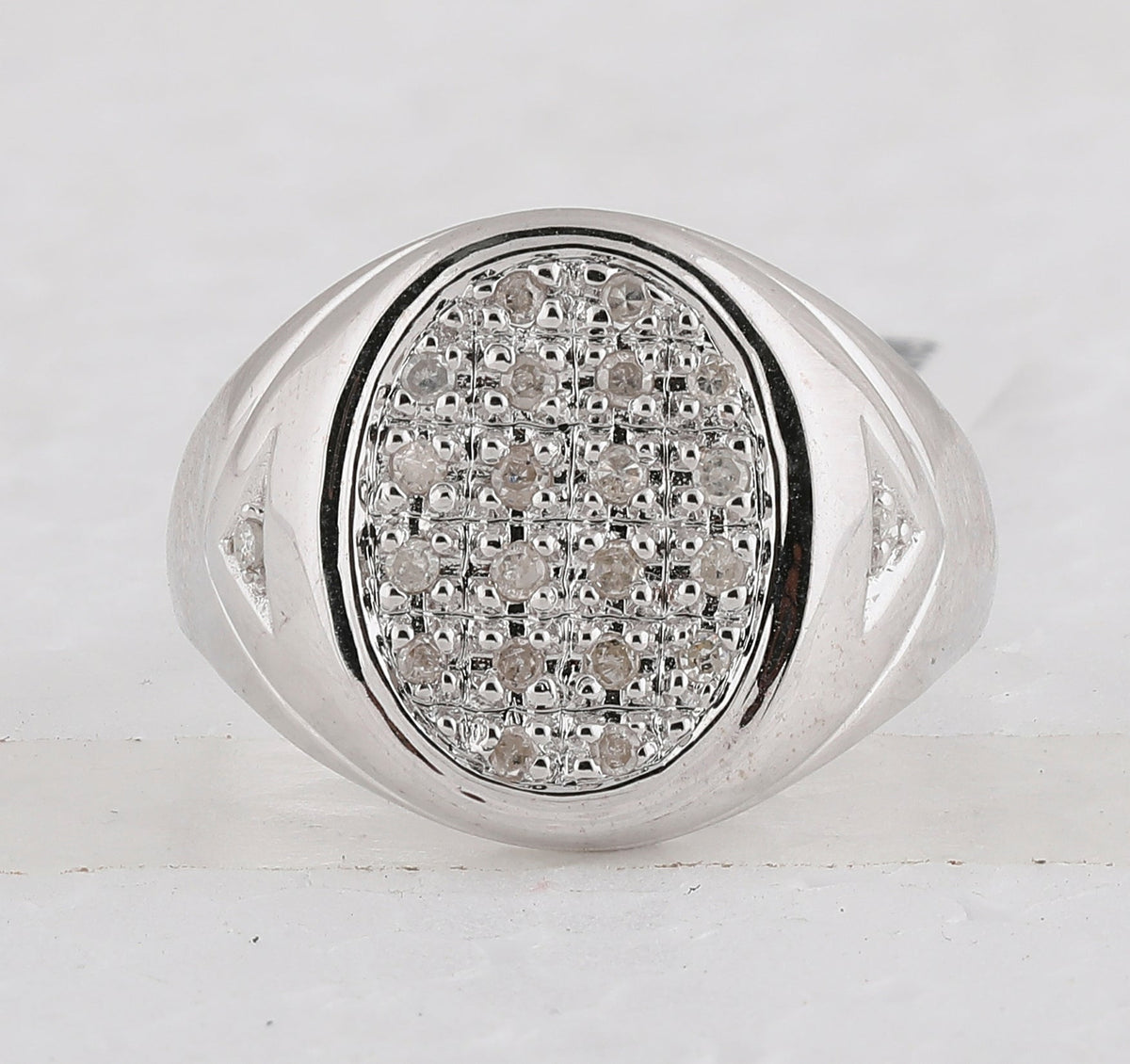 14kt White Gold Men's Oval Cluster Diamond Ring - 1/4 Cttw | Splendid Jewellery - Splendid Jewellery