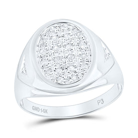 14kt White Gold Men's Oval Cluster Diamond Ring - 1/4 Cttw | Splendid Jewellery  Top View from Splendid Jewellery