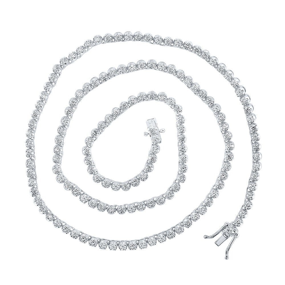 14kt White Gold Men's Round Diamond 20 - inch Single Row Tennis Chain Necklace - A Dazzling Display of Elegance - Splendid Jewellery