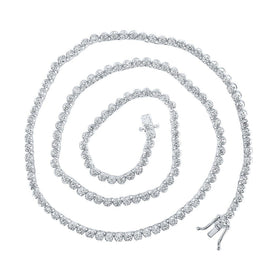 14kt White Gold Men's Round Diamond 20 - inch Single Row Tennis Chain Necklace - A Dazzling Display of Elegance - Splendid Jewellery