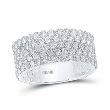 Load image into Gallery viewer, 14kt White Gold Men's Round Diamond 5 - Row Pave Band Ring - A Dazzling Display of Elegance - Splendid Jewellery