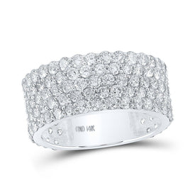 14kt White Gold Men's Round Diamond 5 - Row Pave Band Ring - A Dazzling Display of Elegance - Splendid Jewellery