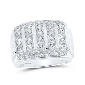 14kt White Gold Men's Round Diamond Band Ring - A Dazzling Statement Piece for Men - Splendid Jewellery