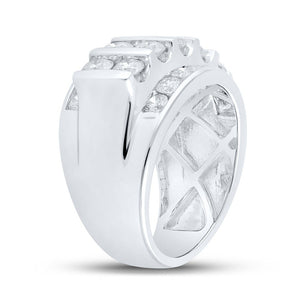 14kt White Gold Men's Round Diamond Band Ring - Captivating Brilliance - Splendid Jewellery