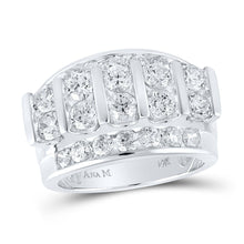 Load image into Gallery viewer, 14kt White Gold Men&#39;s Round Diamond Band Ring - Captivating Brilliance - Top View