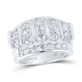 14kt White Gold Men's Round Diamond Band Ring - Captivating Brilliance - Top View