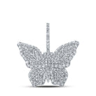 14kt White Gold Men's Round Diamond Butterfly Charm Pendant - 1.5 Cttw - Splendid Jewellery