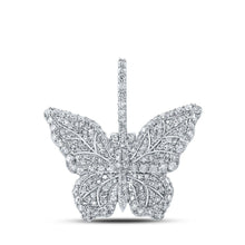 Load image into Gallery viewer, 14kt White Gold Men's Round Diamond Butterfly Charm Pendant - 1.5 Cttw - Splendid Jewellery