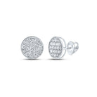 14kt White Gold Men's Round Diamond Button Cluster Earrings - Exquisite Brilliance - Splendid Jewellery