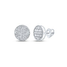 14kt White Gold Men's Round Diamond Button Cluster Earrings - Exquisite Brilliance - Splendid Jewellery