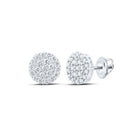 14kt White Gold Men's Round Diamond Cluster Earrings - 1 - 1/4 Cttw | Splendid Jewellery - Splendid Jewellery