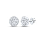 14kt White Gold Men's Round Diamond Cluster Earrings - 1 - 1/4 Cttw | Splendid Jewellery - Splendid Jewellery