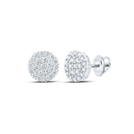 14kt White Gold Men's Round Diamond Cluster Earrings - 1 - 1/4 Cttw | Splendid Jewellery - Splendid Jewellery