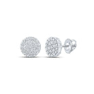 14kt White Gold Men's Round Diamond Cluster Earrings - 1 Cttw | Dazzling Diamond Delight - Splendid Jewellery