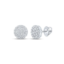 Load image into Gallery viewer, 14kt White Gold Men's Round Diamond Cluster Earrings - 1 Cttw | Dazzling Diamond Delight - Splendid Jewellery