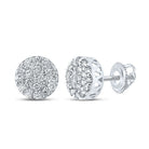 14kt White Gold Men's Round Diamond Cluster Earrings - 5/8 Cttw | Dazzling Brilliance - Splendid Jewellery
