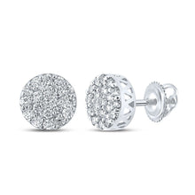 Load image into Gallery viewer, 14kt White Gold Men's Round Diamond Cluster Earrings - 5/8 Cttw | Dazzling Brilliance - Splendid Jewellery