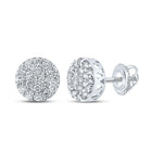 14kt White Gold Men's Round Diamond Cluster Earrings - 5/8 Cttw | Dazzling Brilliance - Splendid Jewellery