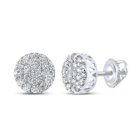 14kt White Gold Men's Round Diamond Cluster Earrings - 5/8 Cttw | Dazzling Brilliance - Splendid Jewellery