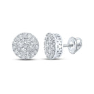 14kt White Gold Men's Round Diamond Cluster Earrings - 5/8 Cttw | Dazzling Brilliance - Splendid Jewellery
