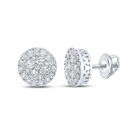 14kt White Gold Men's Round Diamond Cluster Earrings - 5/8 Cttw | Dazzling Brilliance - Splendid Jewellery