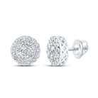14kt White Gold Men's Round Diamond Cluster Earrings - 7/8 Ct.t.w. - Exquisite Brilliance - Splendid Jewellery