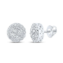 Load image into Gallery viewer, 14kt White Gold Men's Round Diamond Cluster Earrings - 7/8 Ct.t.w. - Exquisite Brilliance - Splendid Jewellery